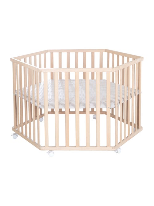 Parque infantil hexagonal minimalista en madera maciza Lil Planet Roba - Kiabi