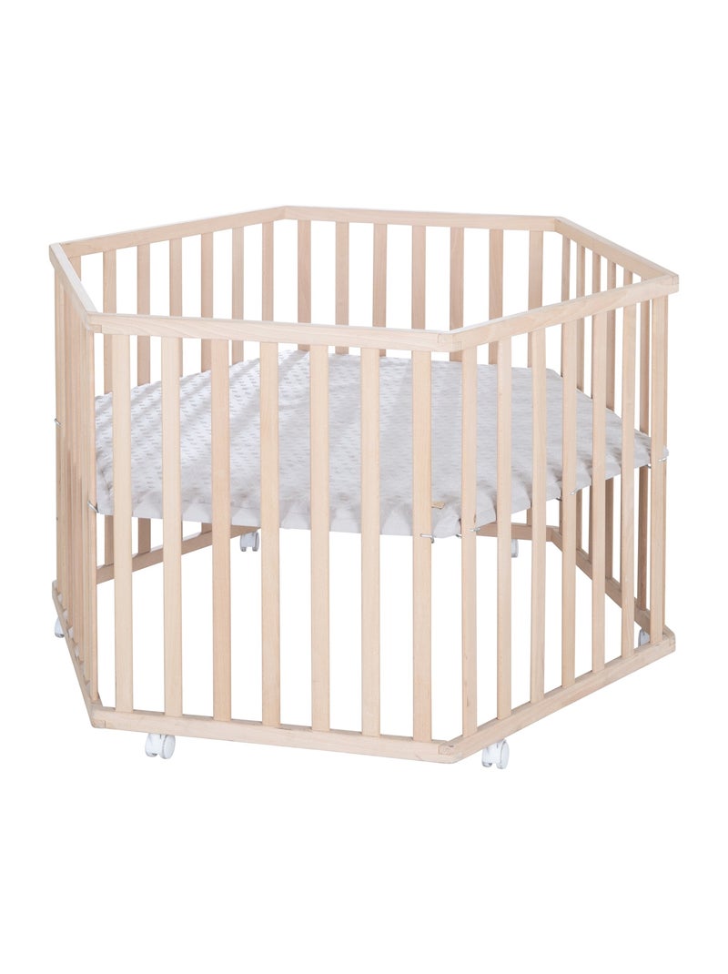 Parque infantil hexagonal minimalista en madera maciza Lil Planet Roba Beige - Kiabi