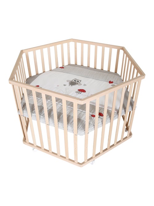Parque infantil hexagonal minimalista en madera natural Adam & Eule Roba - Kiabi