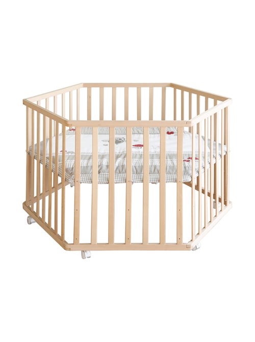 Parque infantil hexagonal minimalista en madera natural Adam & Eule Roba - Kiabi