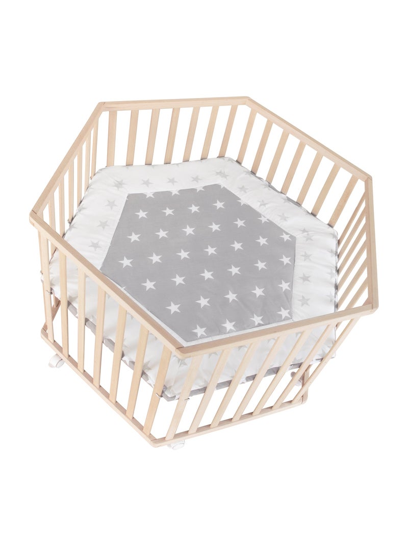 Parque infantil hexagonal minimalista en madera natural Little Stars Roba Beige - Kiabi
