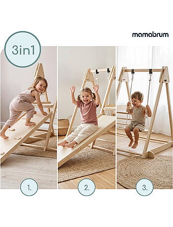 Parque infantil interior de madera 3 en 1 mamabrum desde 3 años