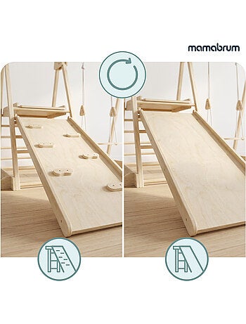 Parque infantil interior de madera 3 en 1 mamabrum desde 3 años