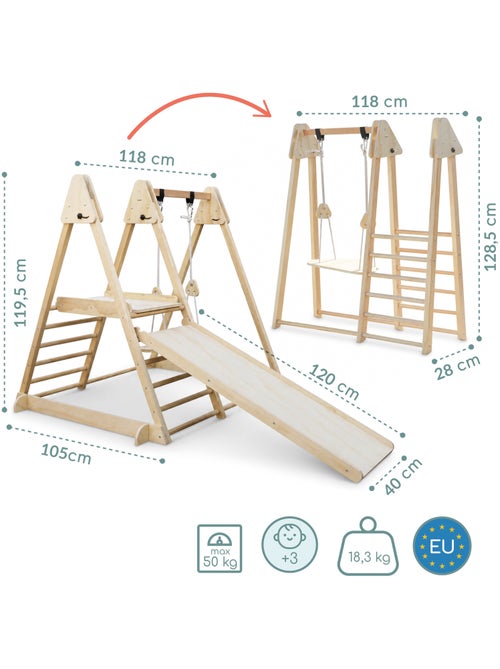 Parque infantil interior de madera 3 en 1 mamabrum desde 3 años - Kiabi