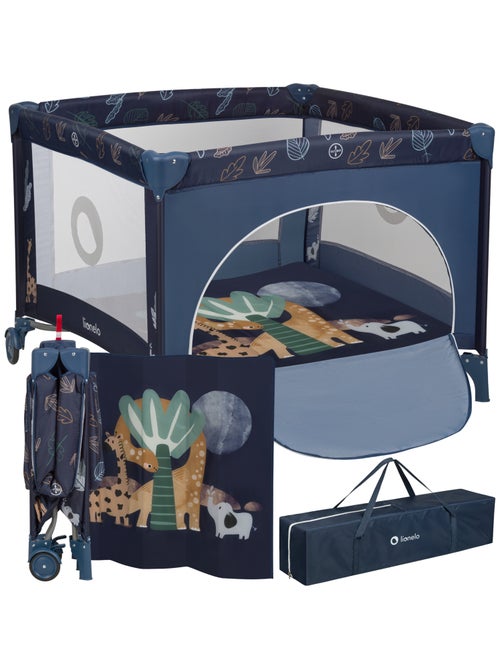 Parque infantil LIONELO Bonnie - 100x96 cm - Colchón cómodo - Ruedas - Bolsa de transporte - Kiabi