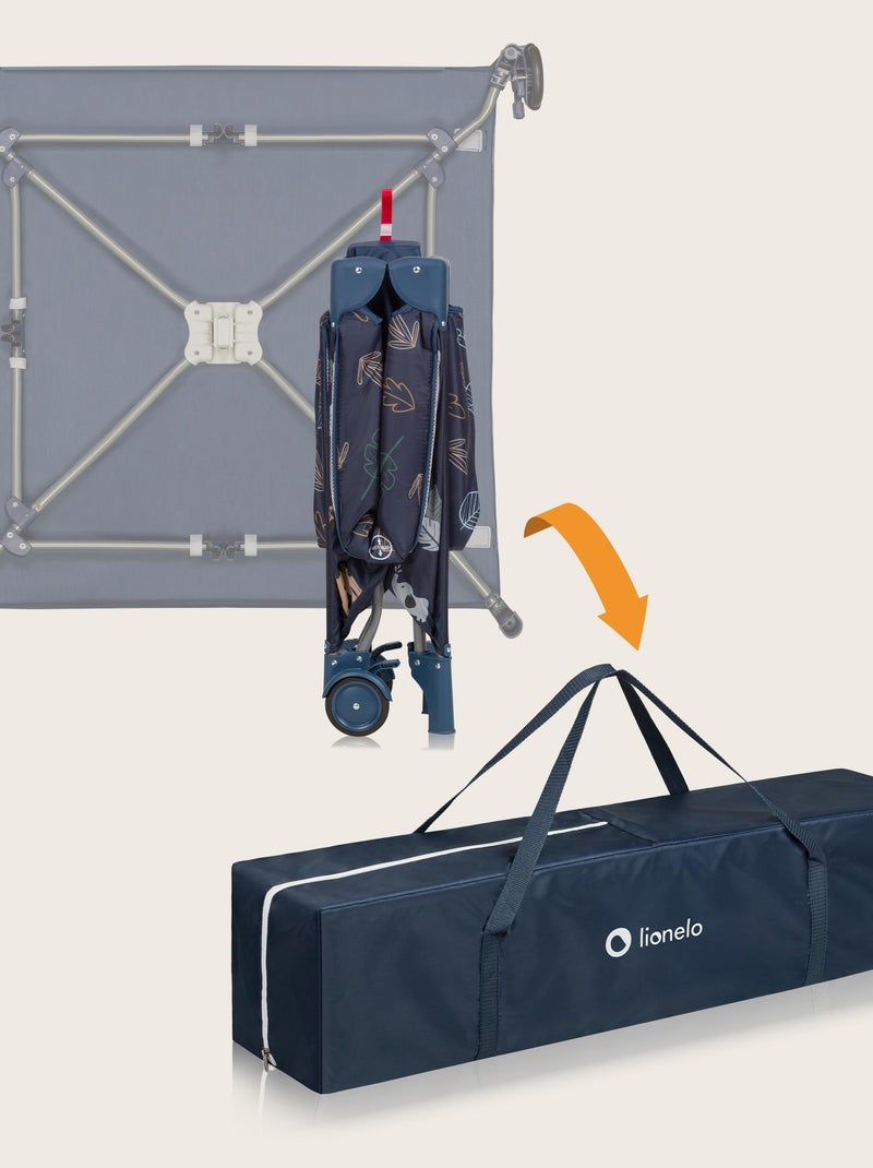 Parque infantil LIONELO Bonnie - 100x96 cm - Colchón cómodo - Ruedas - Bolsa de transporte Azul - Kiabi