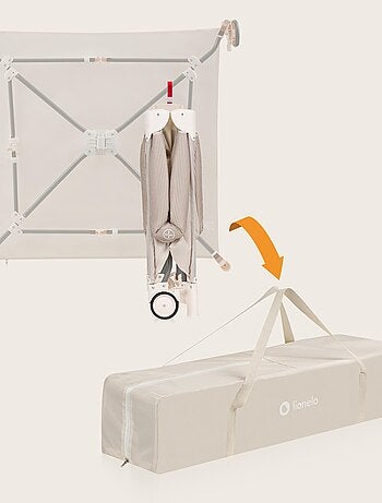 Parque infantil LIONELO Bonnie - 100x96 cm - Colchón cómodo - Ruedas - Bolsa de transporte