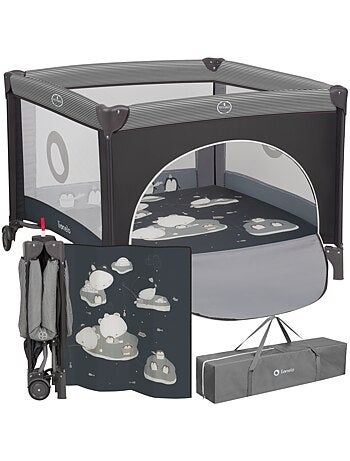 Parque infantil LIONELO Bonnie - 100x96 cm - Colchón cómodo - Ruedas - Bolsa de transporte