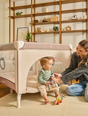 Parque infantil LIONELO Bonnie - 100x96 cm - Colchón cómodo - Ruedas - Bolsa de transporte