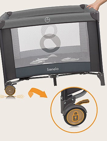 Parque infantil LIONELO Bonnie - 100x96 cm - Colchón cómodo - Ruedas - Bolsa de transporte