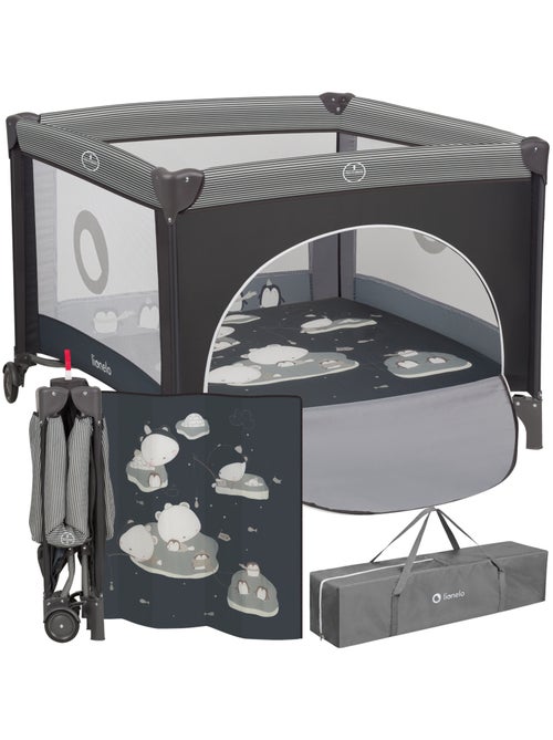 Parque infantil LIONELO Bonnie - 100x96 cm - Colchón cómodo - Ruedas - Bolsa de transporte - Kiabi