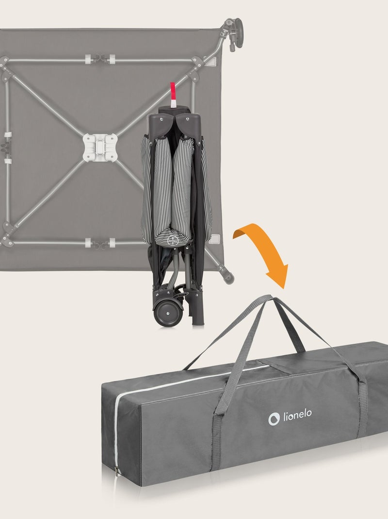 Parque infantil LIONELO Bonnie - 100x96 cm - Colchón cómodo - Ruedas - Bolsa de transporte Gris - Kiabi