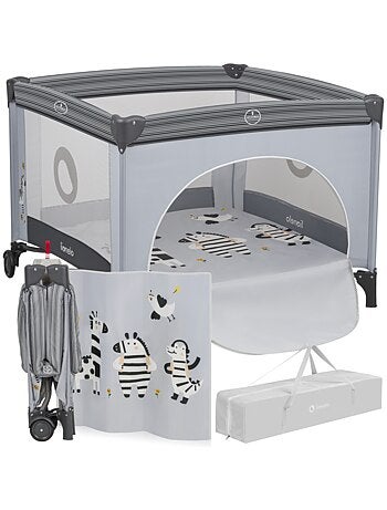 Parque infantil LIONELO Bonnie - 100x96 cm - Colchón cómodo - Ruedas - Bolsa de transporte