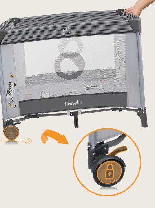 Parque infantil LIONELO Bonnie - 100x96 cm - Colchón cómodo - Ruedas - Bolsa de transporte - Kiabi