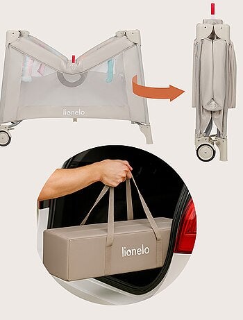 Parque infantil LIONELO Mille 100x100cm - Colchón de alta densidad - Ruedas - Juguetes con velcro -