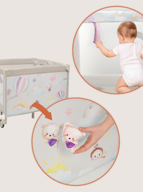 Parque infantil LIONELO Mille 100x100cm - Colchón de alta densidad - Ruedas - Juguetes con velcro - - Kiabi