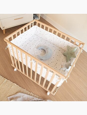 Parque infantil minimalista 75 × 100 cm con alfombra Sternenzauber gris Roba