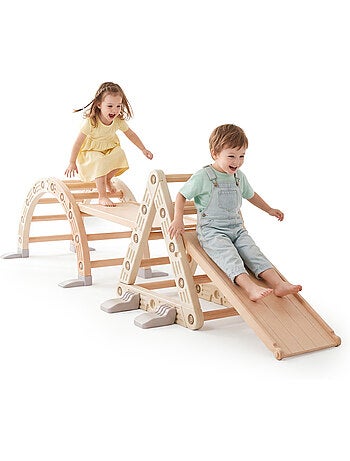 Parque infantil modular 3 en 1 - para niños con triángulo de escalada, tobogán y arco de equilibrio