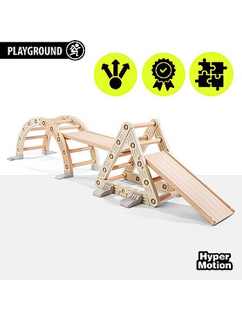 Parque infantil modular 3 en 1 - para niños con triángulo de escalada, tobogán y arco de equilibrio