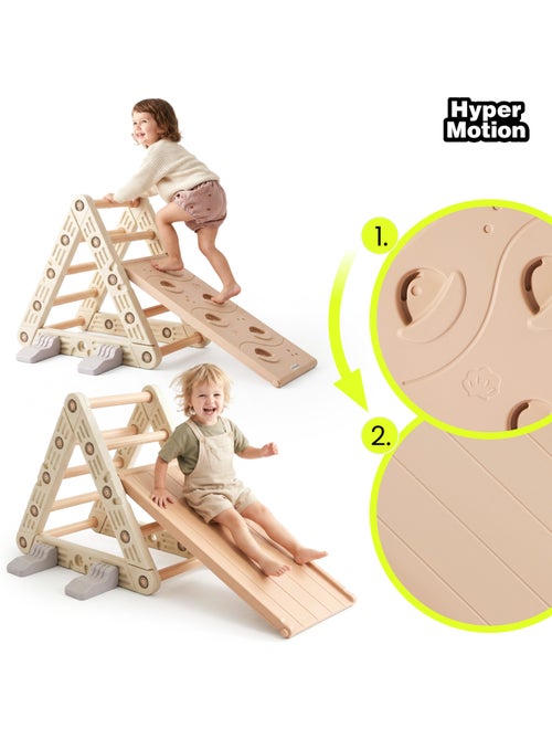 Parque infantil modular 3 en 1 - para niños con triángulo de escalada, tobogán y arco de equilibrio - Kiabi Parque infantil modular 3 en 1 - para niños con triángulo de escalada, tobogán y arco de equilibrio - Kiabi