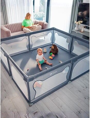 Parque infantil para bebés LIONELO Willow - Espacio extra grande - Laterales de malla - Rejilla de s