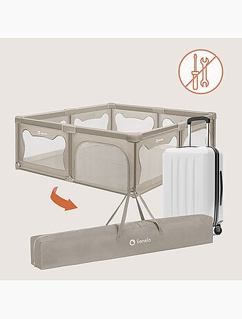 Parque infantil para bebés LIONELO Willow - Espacio extra grande - Laterales de malla - Rejilla de s