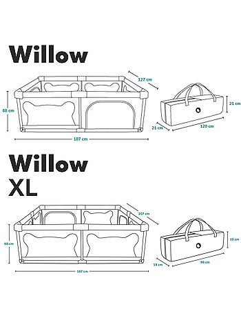 Parque infantil para bebés LIONELO Willow - Espacio extra grande - Laterales de malla - Rejilla de s