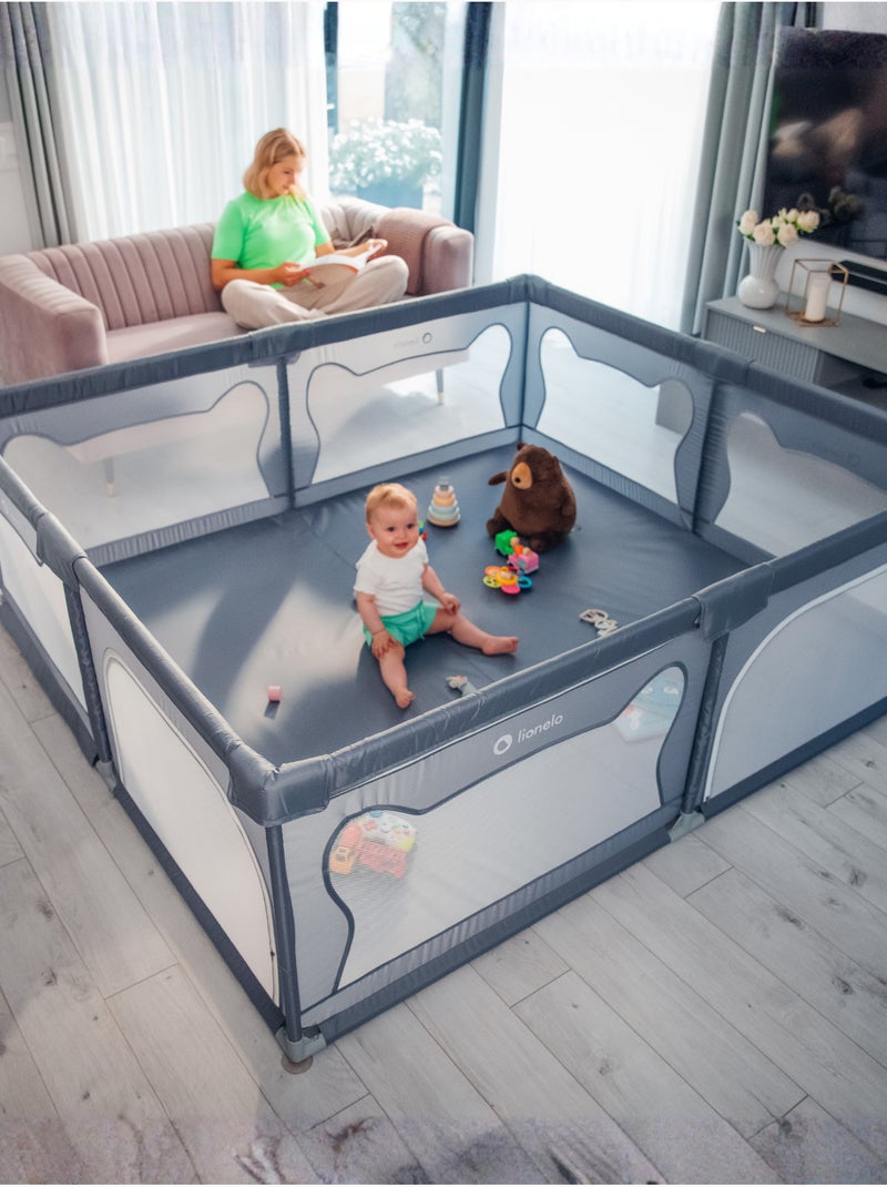 Parque infantil para bebés LIONELO Willow - Espacio extra grande - Laterales de malla - Rejilla de s Beige - Kiabi