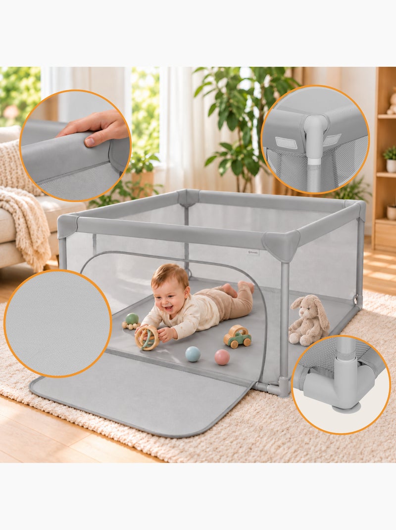 Parque infantil para bebés lionelo willow - espacio extra grande - laterales de malla - rejilla de s Beige - Kiabi