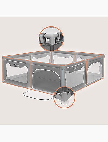 Parque infantil para bebés LIONELO Willow - Espacio extra grande - Laterales de malla - Rejilla de s