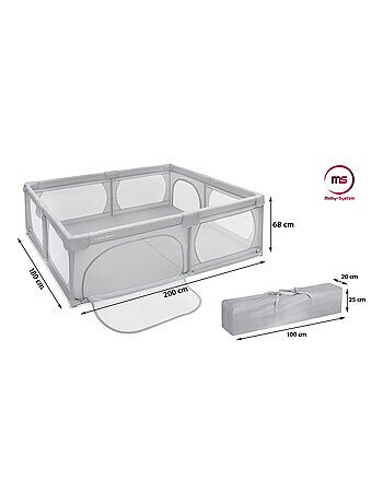 Parque infantil plegable Moby-System grande con malla transparente y base antideslizante