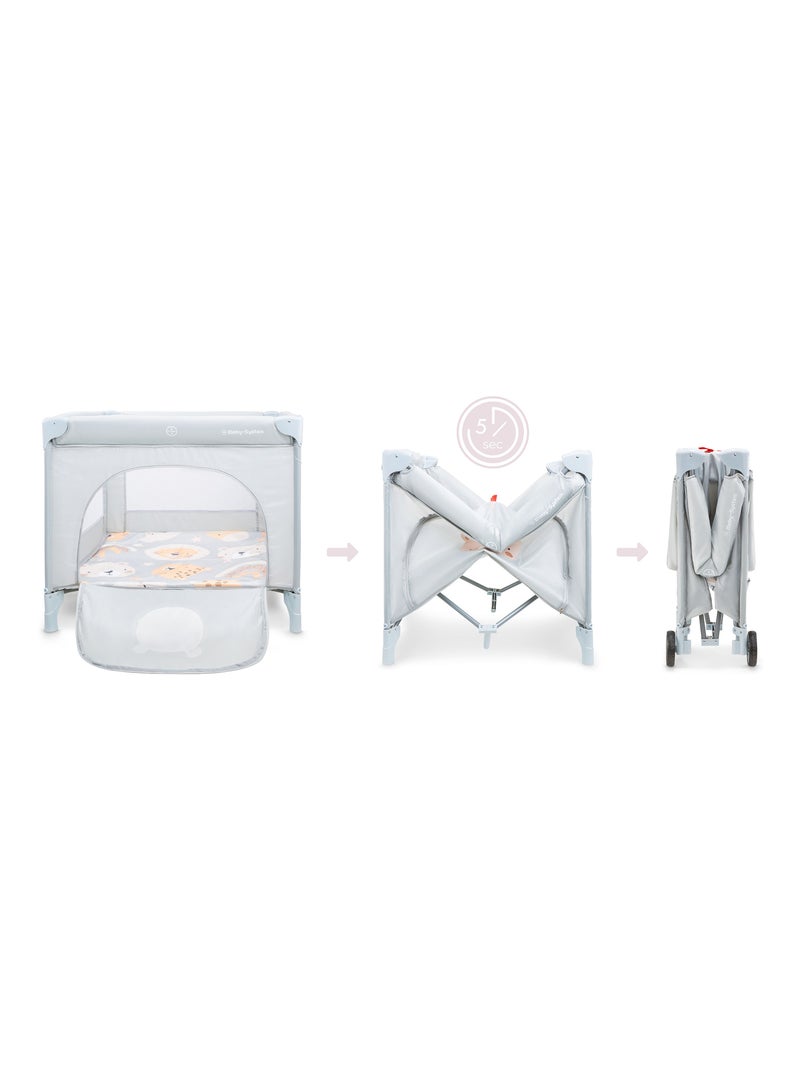 Parque infantil plegable Moby-System Teddy con colchón y bolsa de transporte Gris - Kiabi
