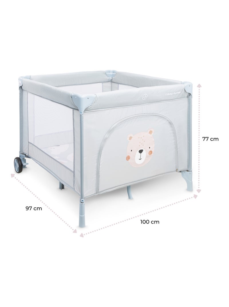 Parque infantil plegable Moby-System Teddy con colchón y bolsa de transporte Gris - Kiabi