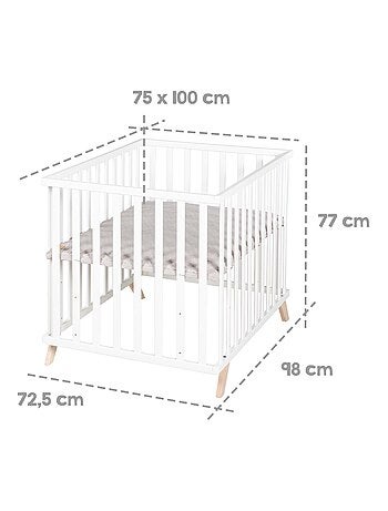 Parque infantil rectangular con alfombra de algodón orgánico 'Roba lil planet'