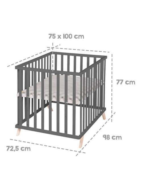 Parque infantil rectangular con alfombra de algodón orgánico 'Roba lil planet' - Kiabi