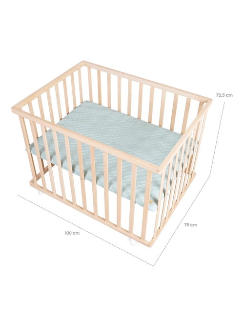 Parque infantil rectangular en haya maciza orgánica con alfombra repelente y ruedas Roba roba style - Kiabi Parque infantil rectangular en haya maciza orgánica con alfombra repelente y ruedas Roba roba style - Kiabi