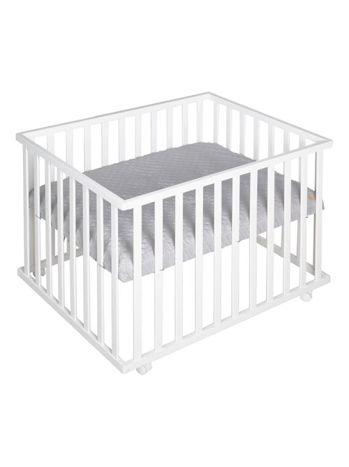 Parque infantil rectangular en madera con alfombra repelente y ruedas 'Roba roba Style' - Kiabi