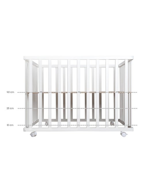 Parque infantil rectangular en madera con alfombra repelente y ruedas 'Roba roba Style' - Kiabi