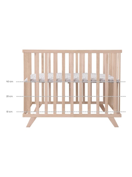 Parque infantil rectangular en madera maciza con alfombra de algodón orgánico 'Roba lil planet' - Kiabi