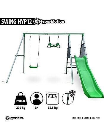 Parque infantil xxl con columpio, tobogán y trapecio de gimnasia