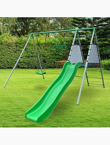 Parque infantil xxl con columpio, tobogán y trapecio de gimnasia