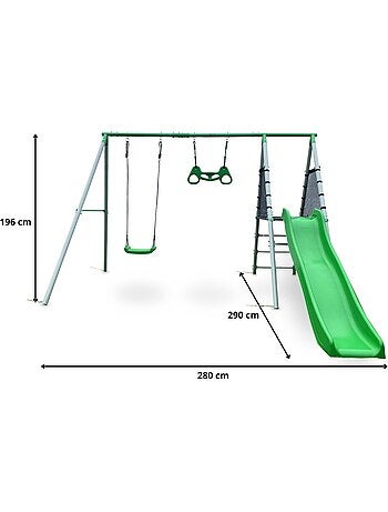 Parque infantil xxl con columpio, tobogán y trapecio de gimnasia