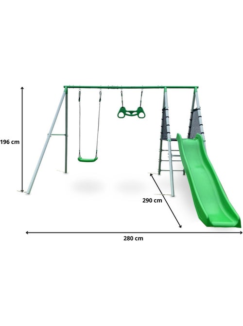 Parque infantil XXL con columpio, tobogán y trapecio de gimnasia - Kiabi Parque infantil XXL con columpio, tobogán y trapecio de gimnasia - Kiabi