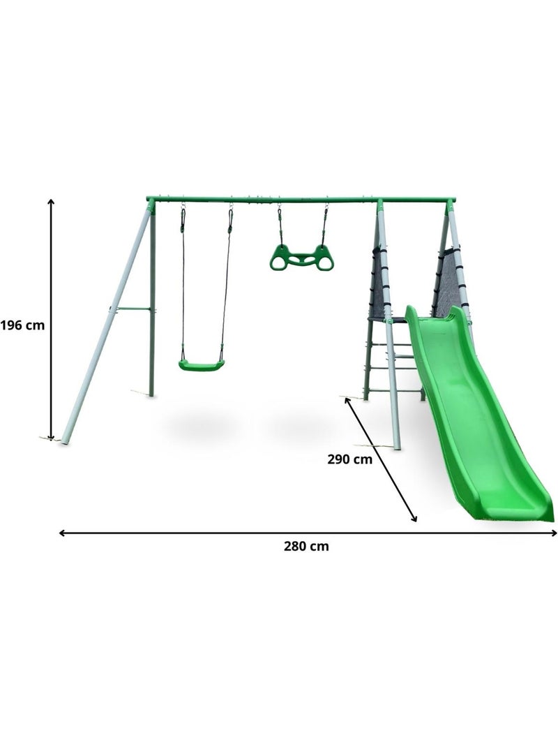 Parque infantil XXL con columpio, tobogán y trapecio de gimnasia Verde - Kiabi