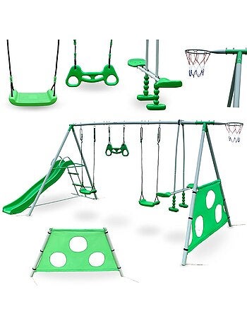 Parque infantil XXL con columpios, tobogán y accesorios de juego