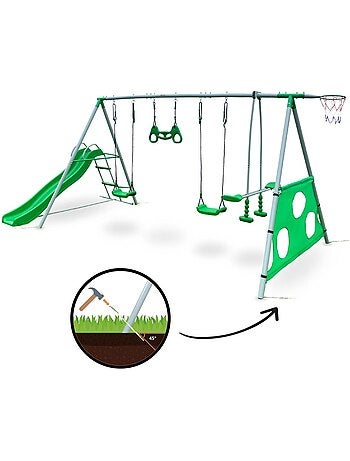 Parque infantil XXL con columpios, tobogán y accesorios de juego