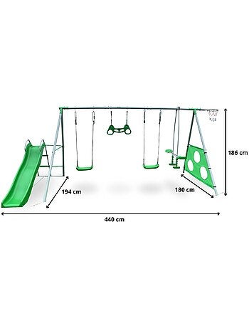 Parque infantil XXL con columpios, tobogán y accesorios de juego