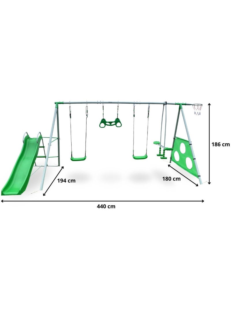 Parque infantil XXL con columpios, tobogán y accesorios de juego Verde - Kiabi