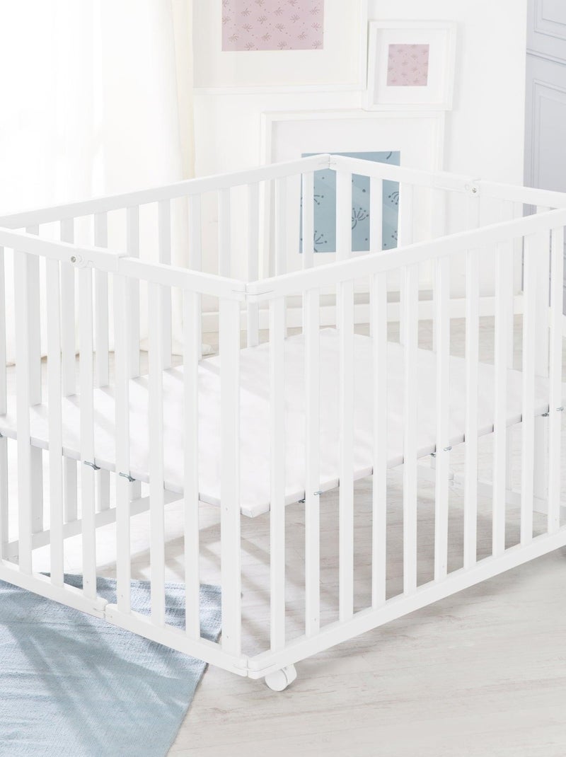 Parque plegable rectangular con ruedas con freno - ROBA Blanco - Kiabi