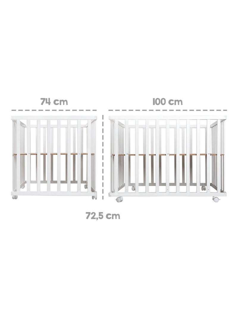 Parque plegable rectangular con ruedas con freno - ROBA Blanco - Kiabi